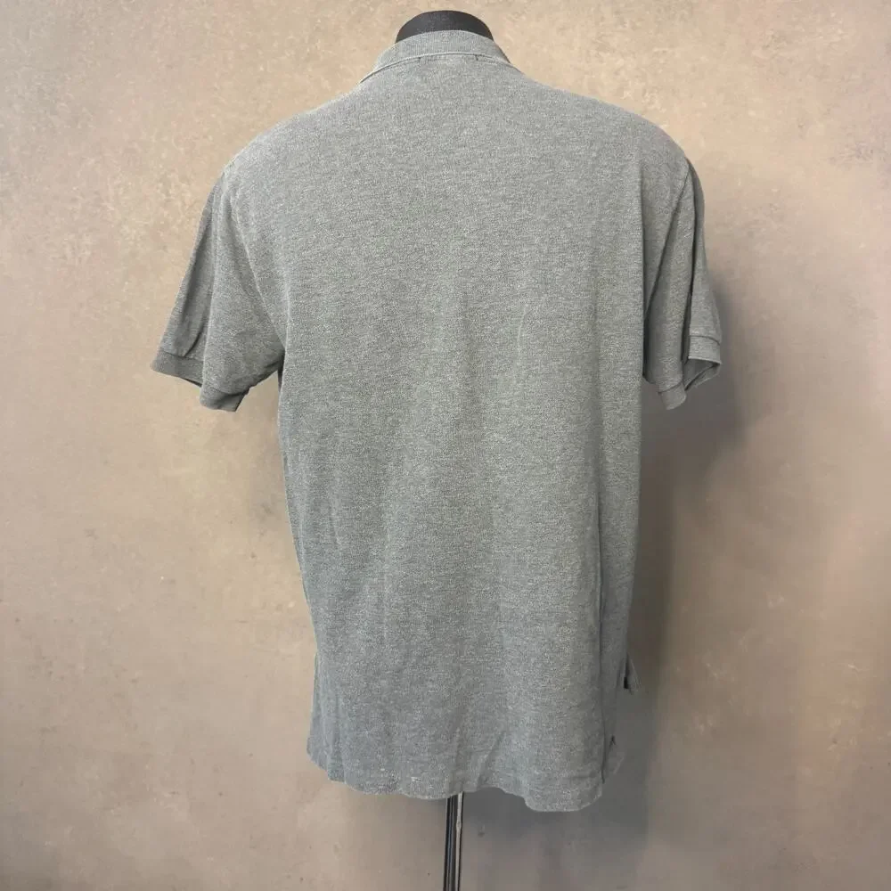 Vintage Ralph Lauren Polo Shirt Men Large Gray Pony Short Sleeve Rugby